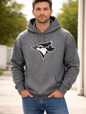 Grey Blue Jays Basebal Back To Black Hoodie Sweater Medium